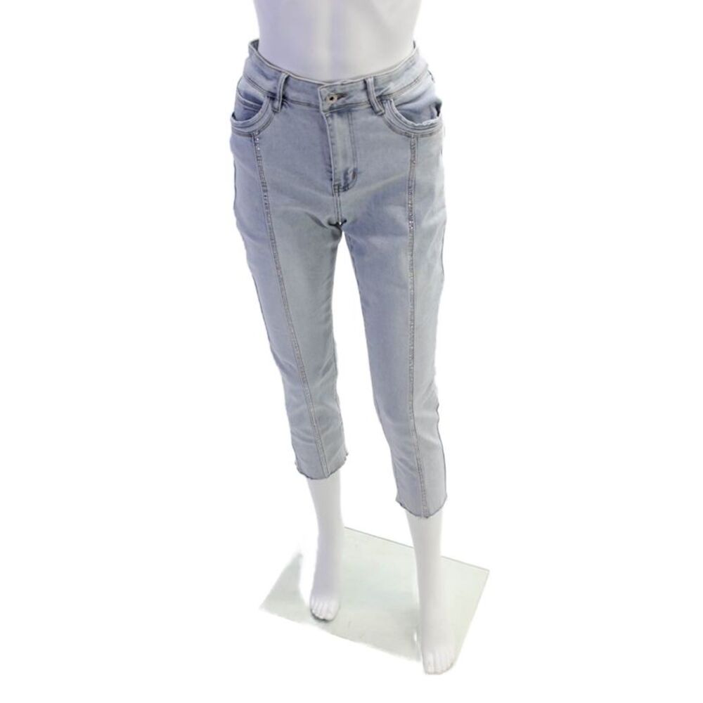 CyC Coco Y Club Womens Midrisr Five Pocket Rhinestone Straight Leg Pants Size 10